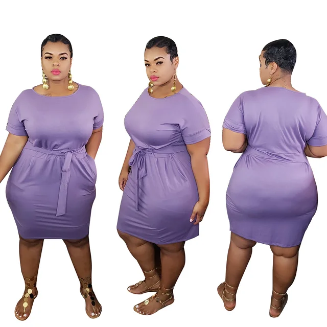 Tie Belt Dress Plus