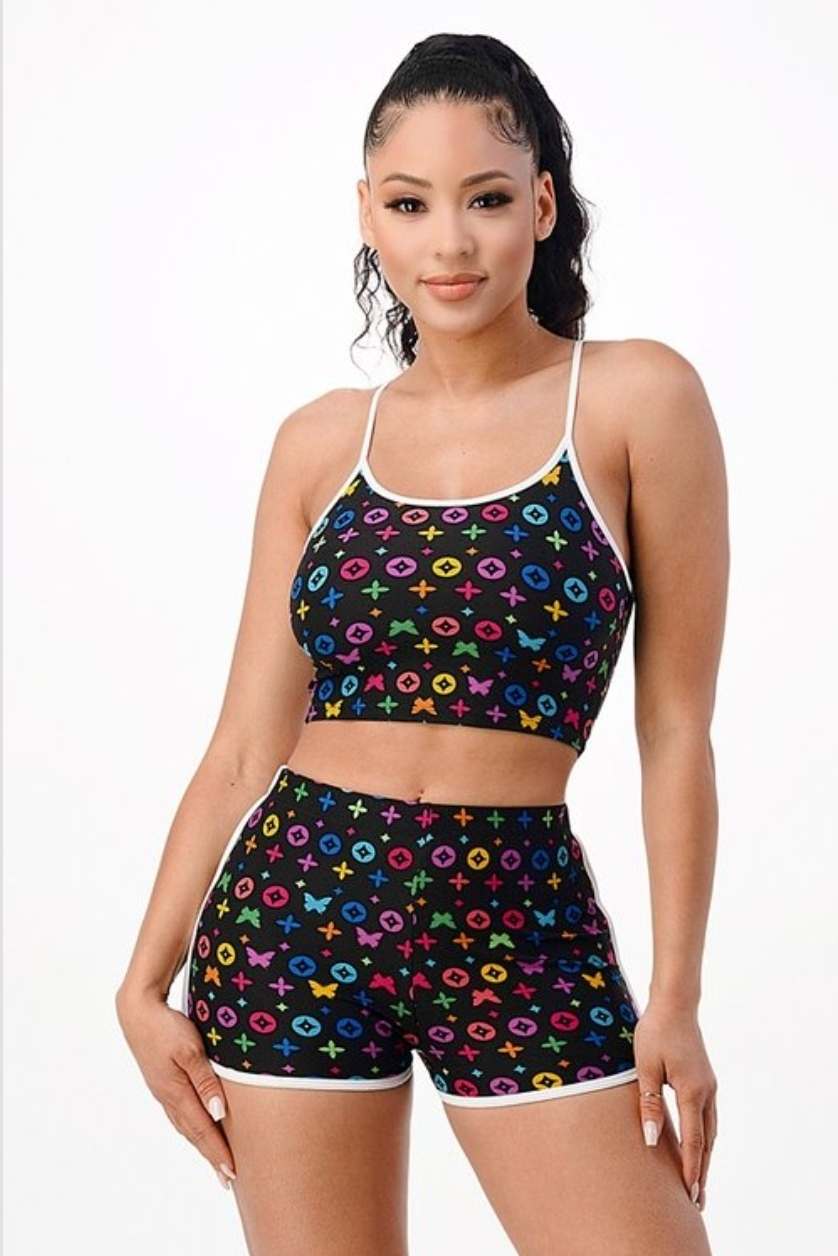 Girls Graphic Print Tank Set
