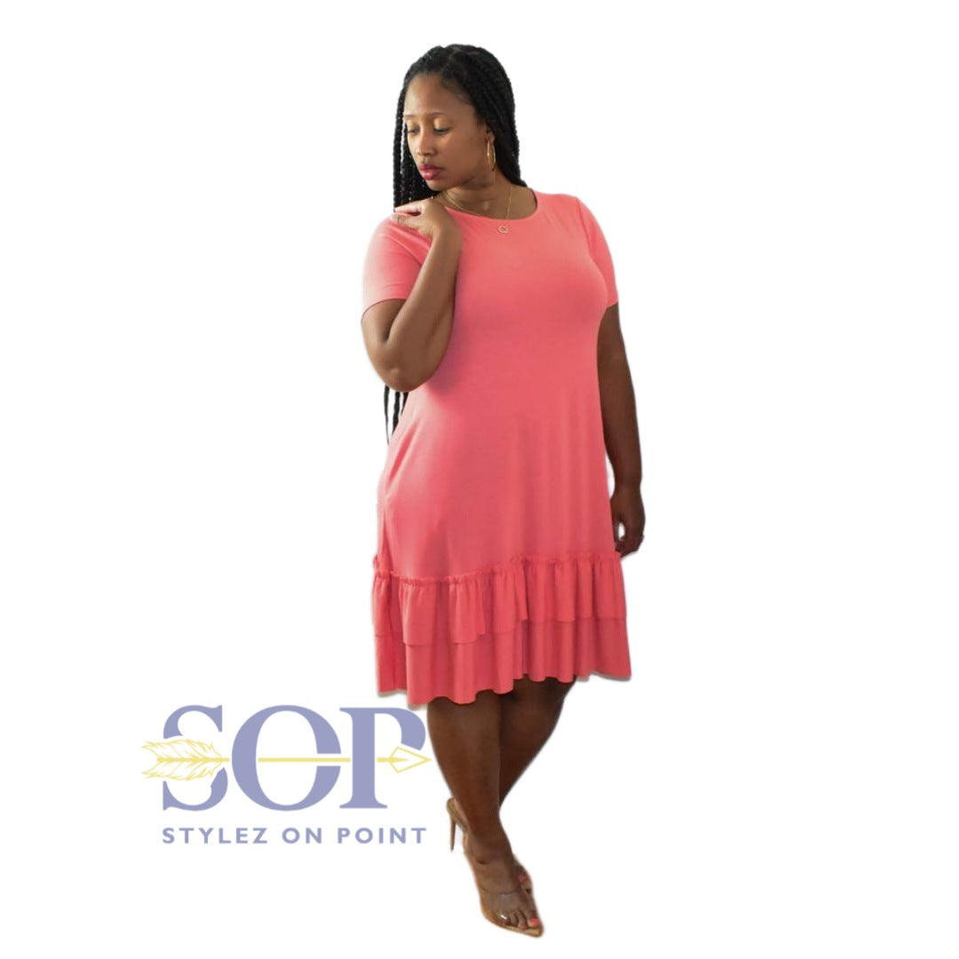 Ruffled Hemmed Dress Plus