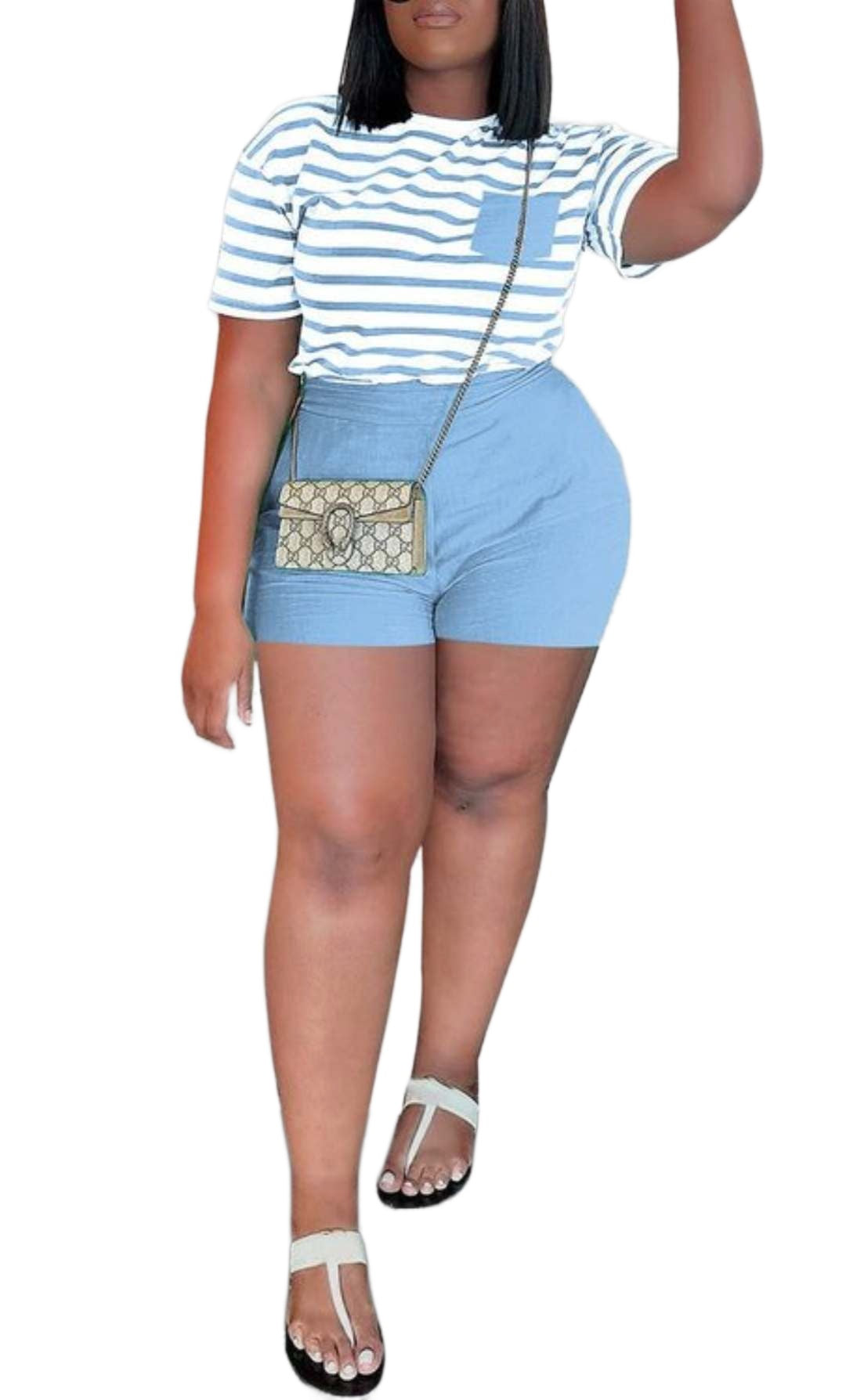 Stripe Shorts Set