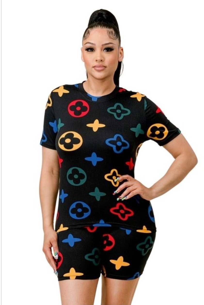 Graphic Color Shorts Set