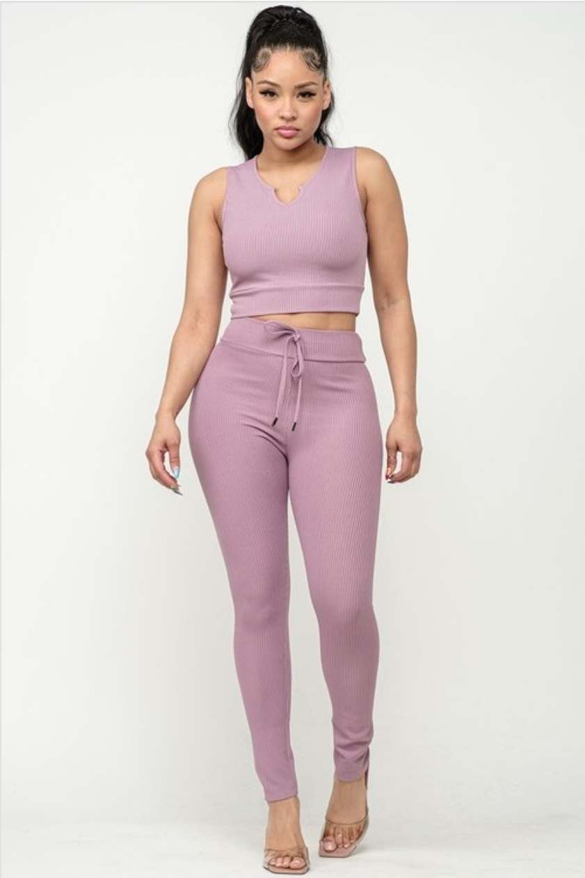 Scoop Neck Crop Leggings Set