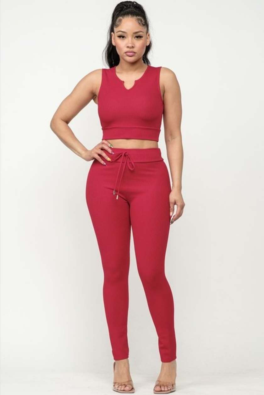 Scoop Neck Crop Leggings Set