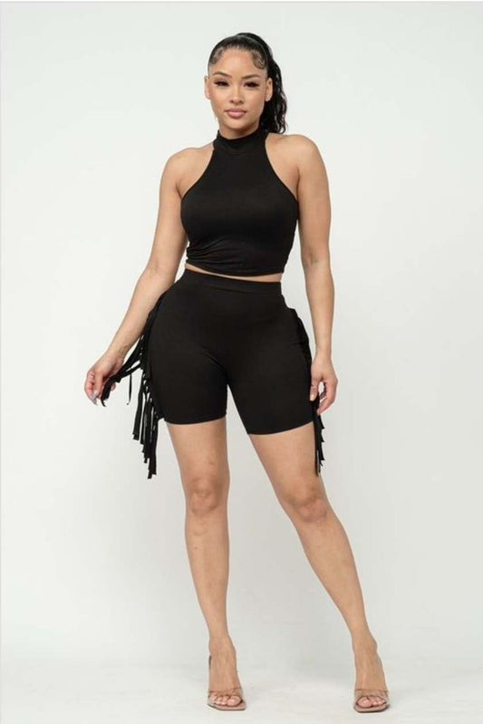 Tunic Crop Flare Shorts Set