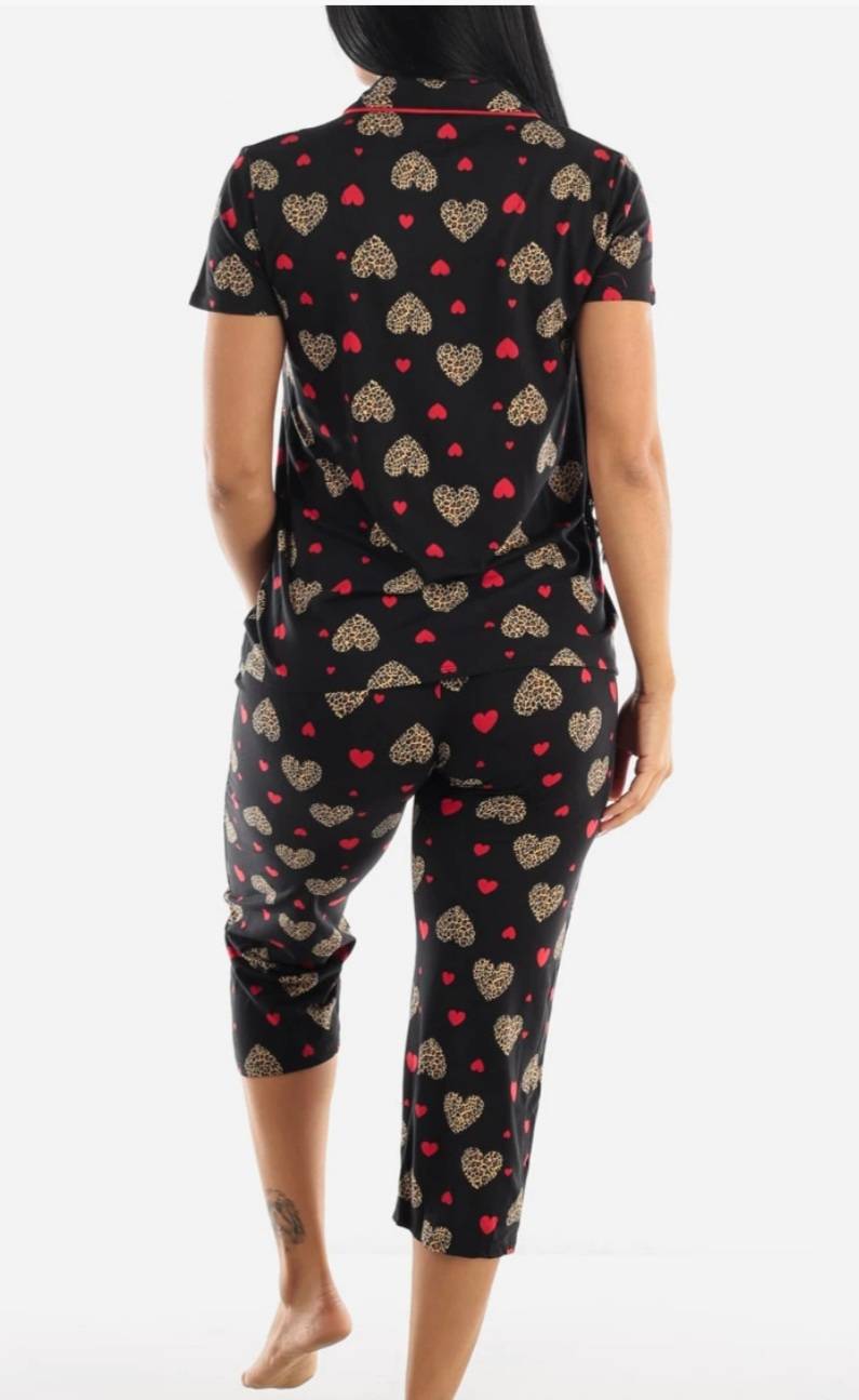 Festive Buttoned Capri P.J. Set