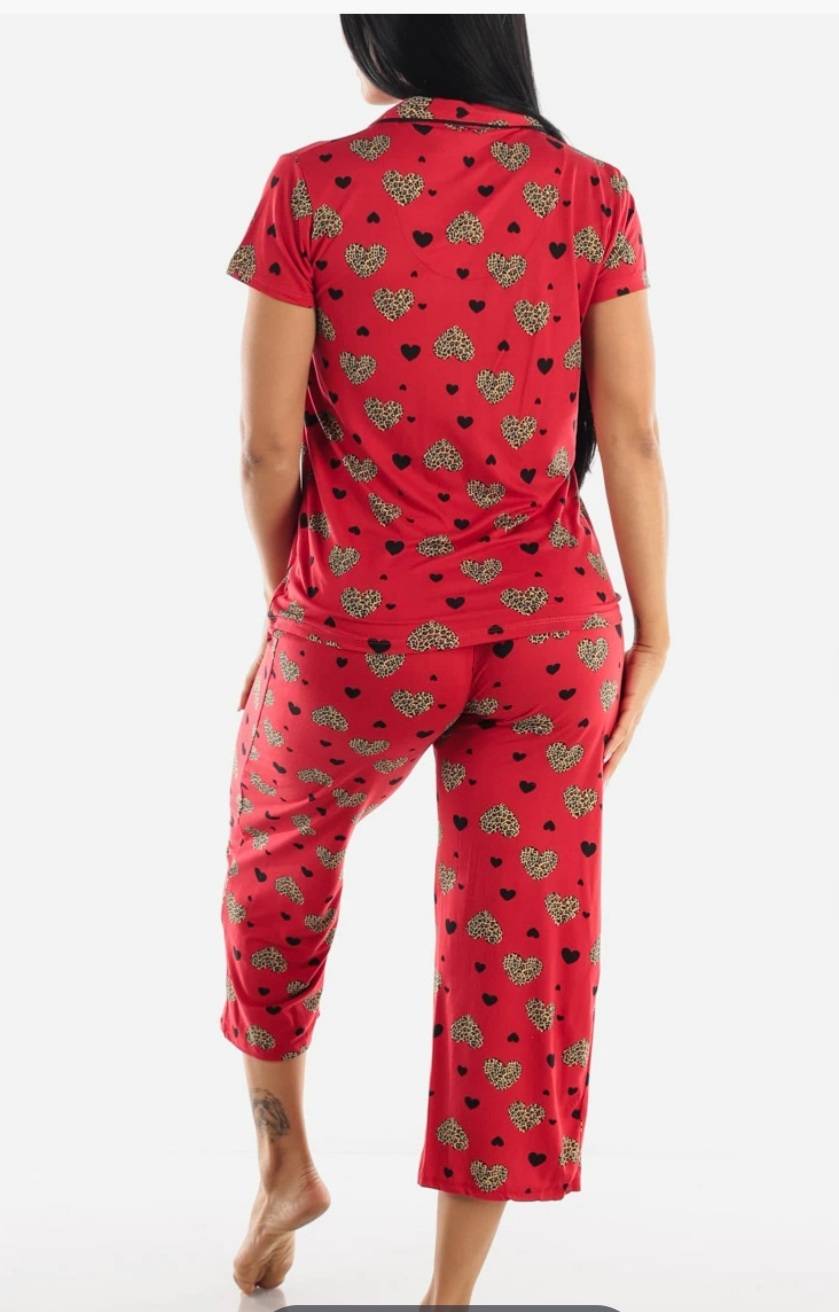 Festive Buttoned Capri P.J. Set