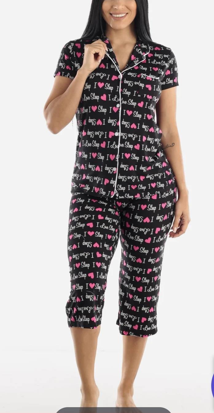 Festive Buttoned Capri P.J. Set