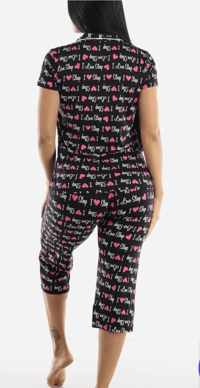 Festive Buttoned Capri P.J. Set