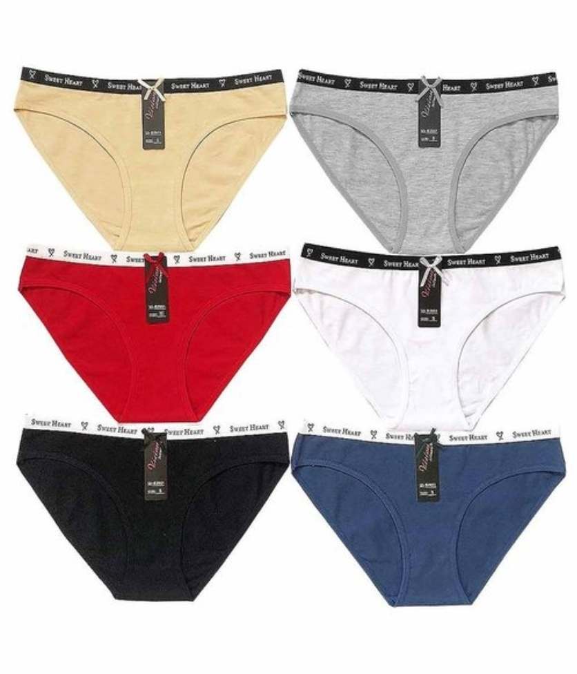 Bikini Solid Cotton Panties S/Heart (3pk) NEW