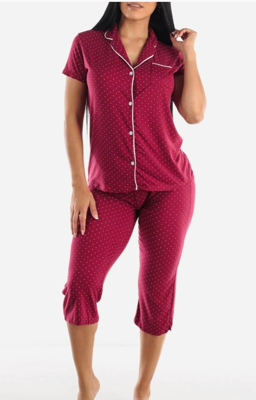 Festive Buttoned Capri P.J. Set