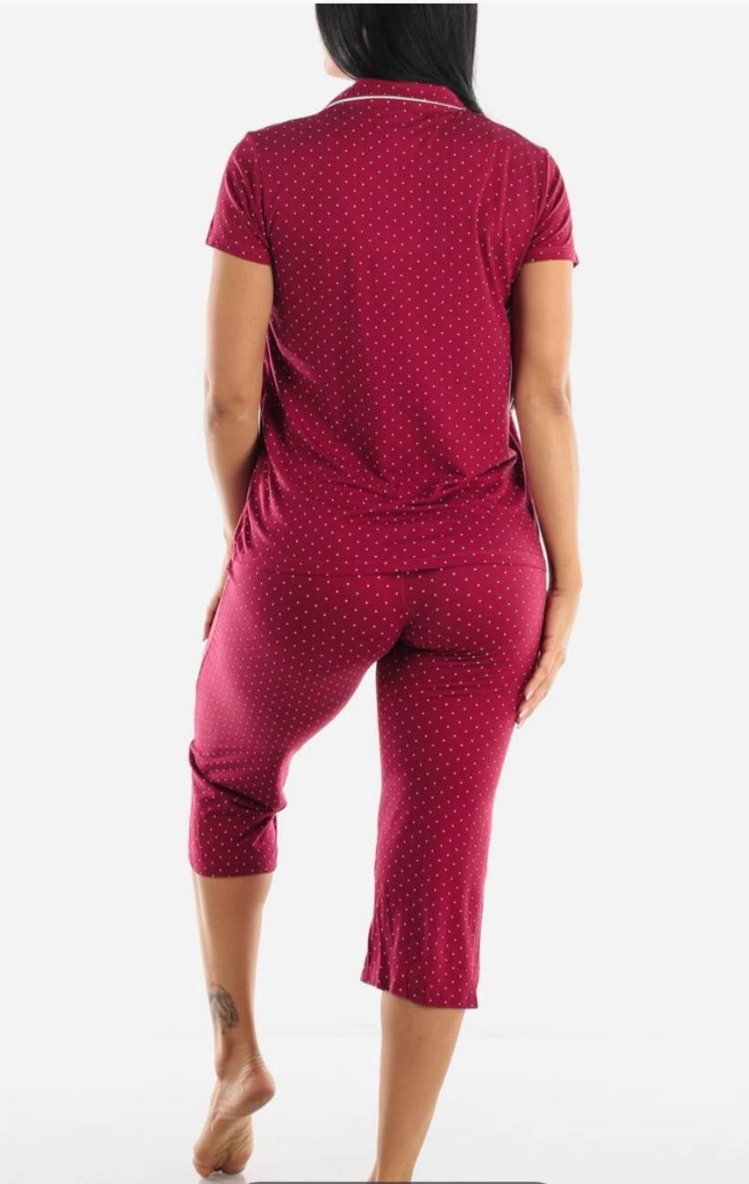 Festive Buttoned Capri P.J. Set