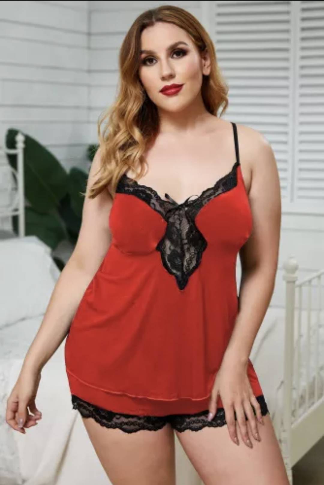 Spaghetti Lace Shorts Set