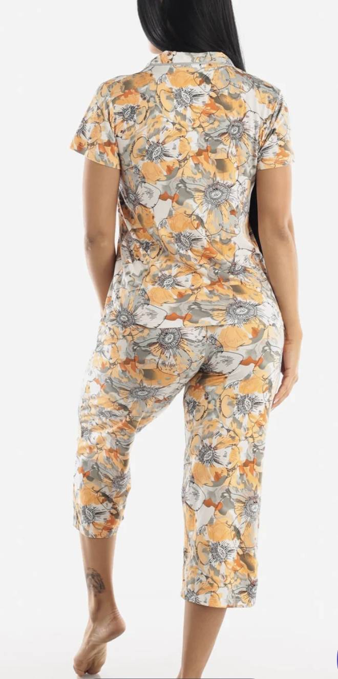 Festive Buttoned Capri P.J. Set