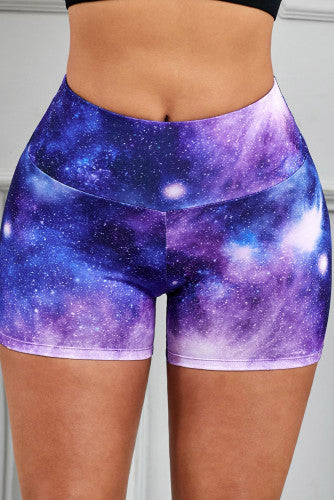 Galaxy Print Yoga Shorts